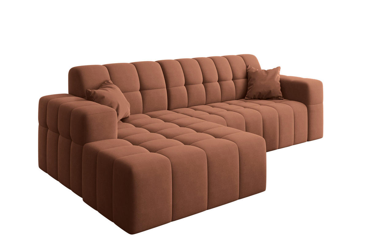 ECKSOFA L-förmiges Nimes Velours Stoff Kupfer Links - Kupferfarben, Holz/Kunststoff (168/265cm) - Kaiser Möbel