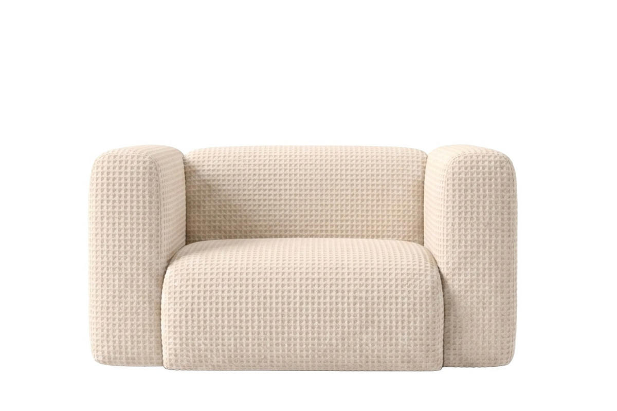 WOHNZIMMERSESSEL aus Chenille-Stoff Cremona, Creme, GRETA - Creme, Holz (137/70/89cm) - Kaiser Möbel