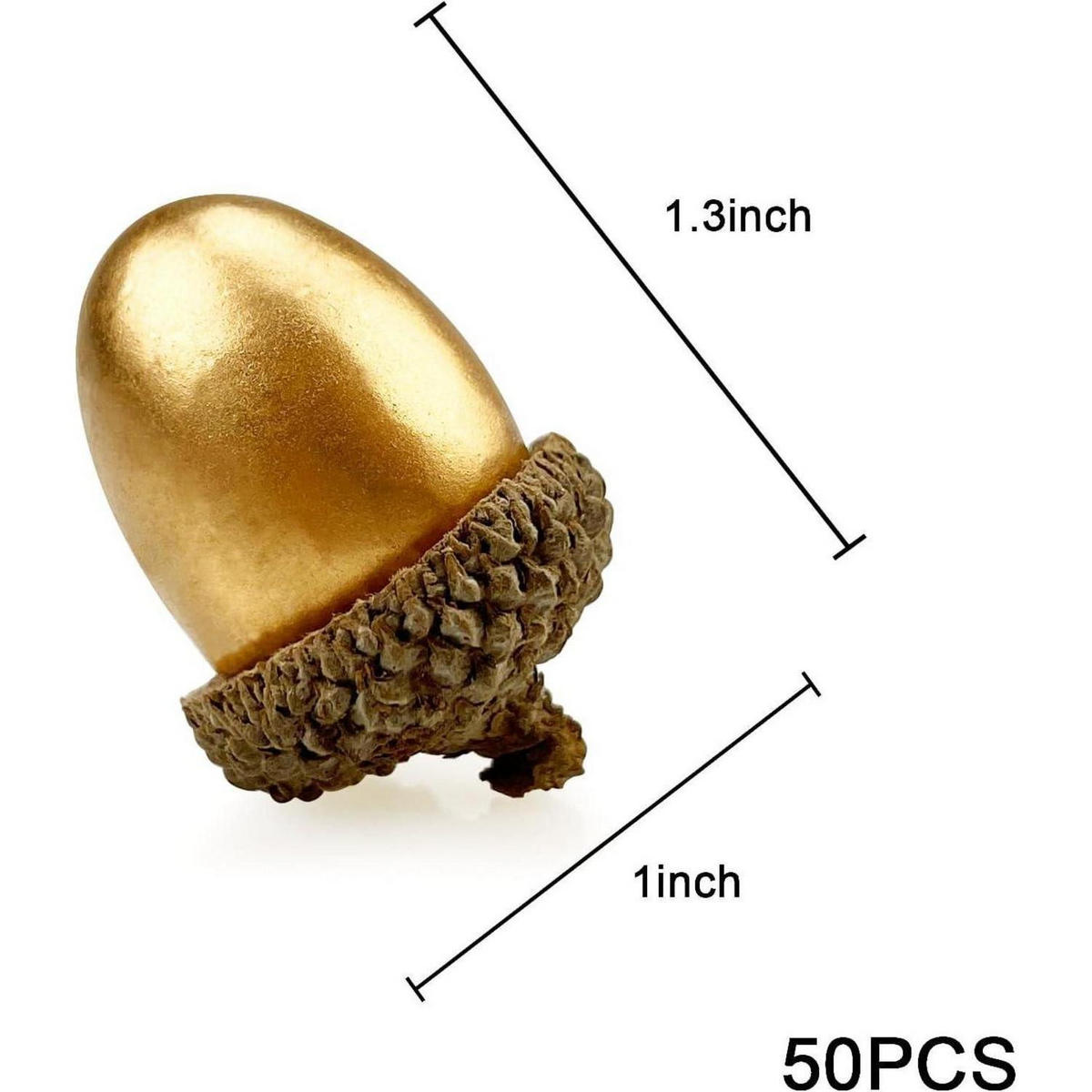 KÜNSTLICHE Eicheln 50 Stück Goldene Eichel mit natürlicher Kappe - Goldfarben, Kunststoff (3.3cm)