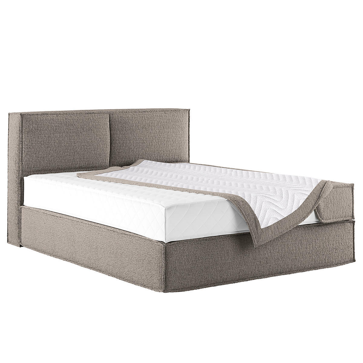 BOXSPRINGBETT mit Kopfteil - Premium - Grau, Textil (160/200cm) - home24