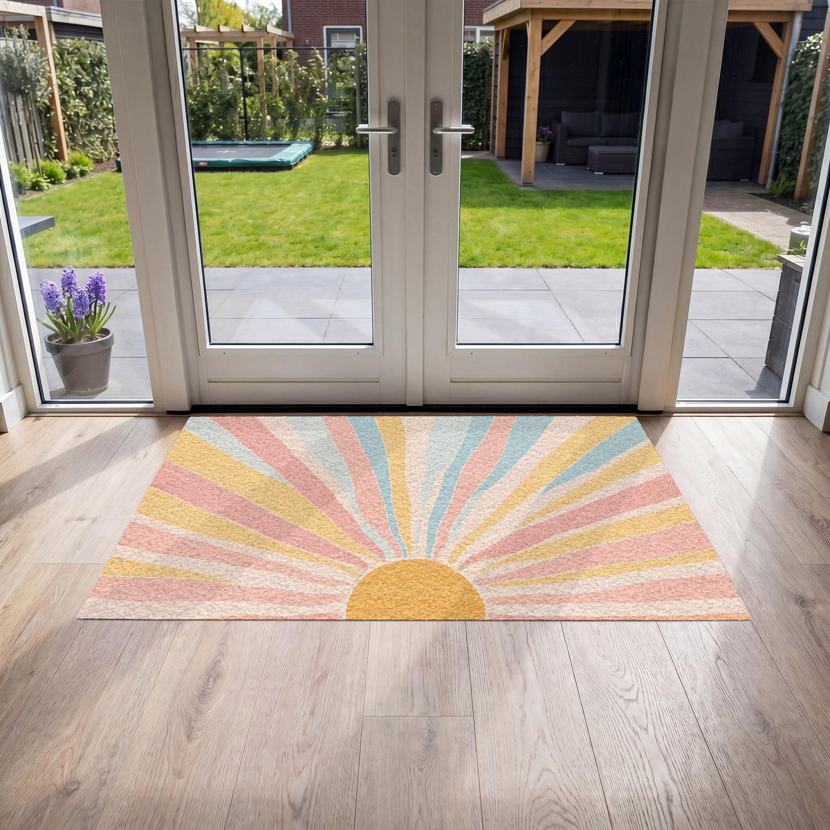 FUSSMATTE Illustration - Sonne - Pastellfarben Sauberlaufmatte 150x90 cm - Hellrosa, Kunststoff (150/90cm) - MuchoWow