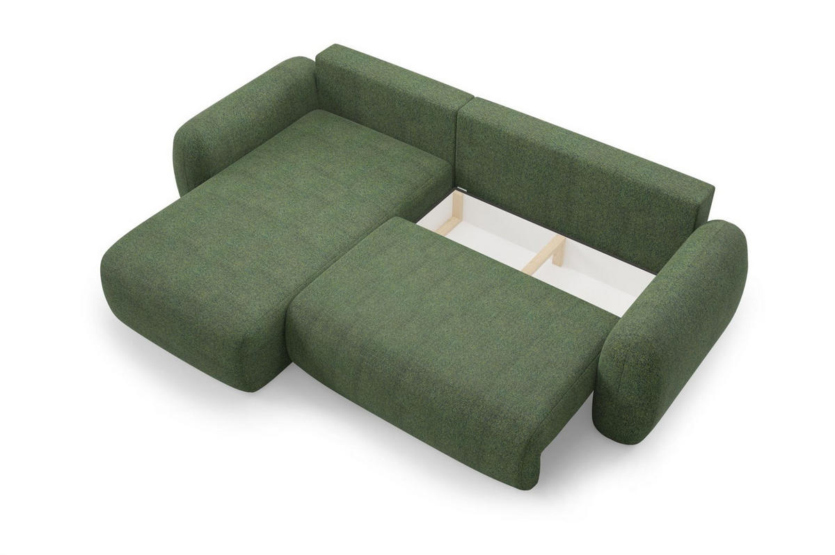 ECKSOFA Gaston Mit Schlaffunktion - Grün, Holzwerkstoff/Textil (304/190cm) - Fun Möbel