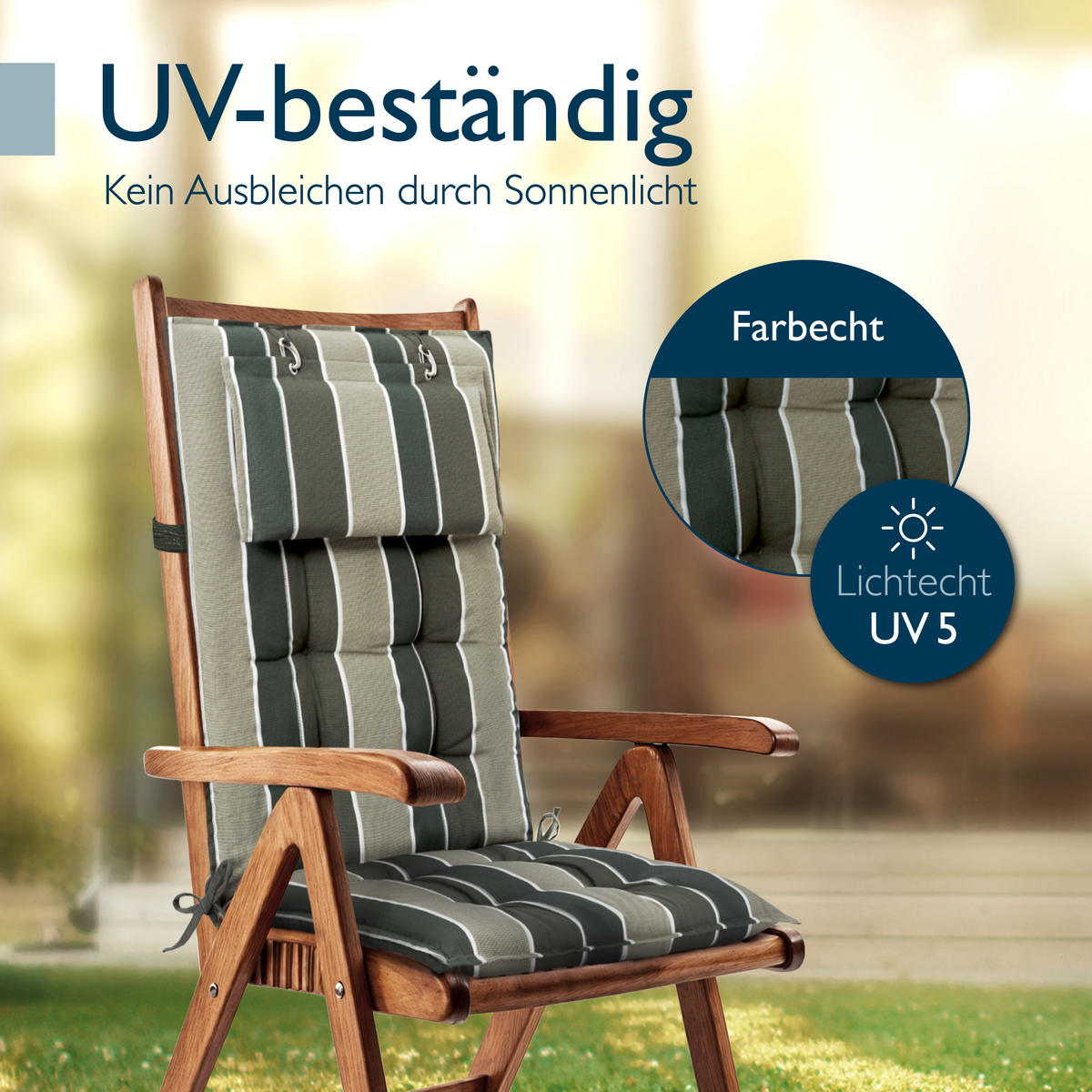 HOCHLEHNER Sun-HL 119x50x8cm Grün-Gestreift (2tlg) - Grün, Textil (50/120cm) - Beautissu 