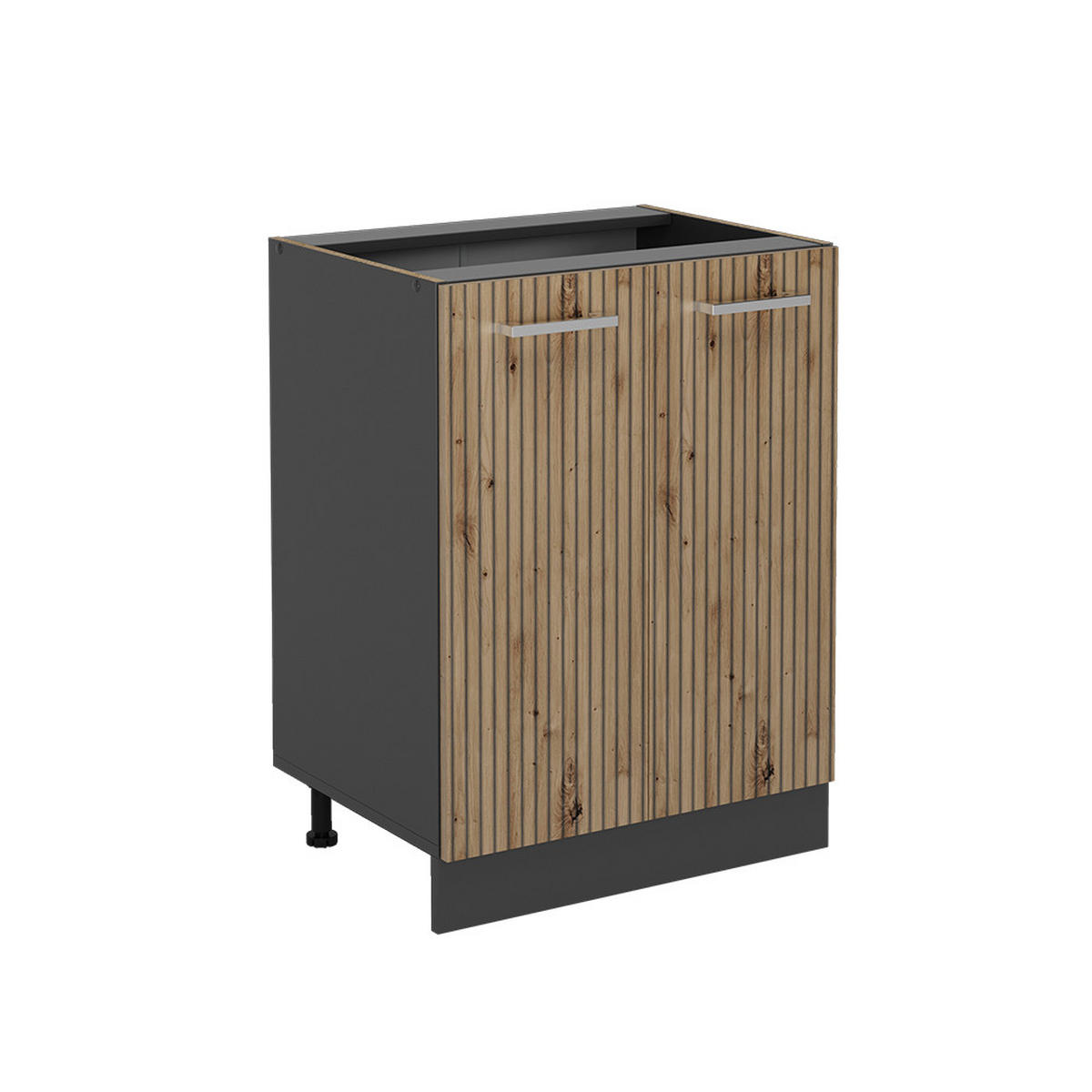 KÜCHENUNTERSCHRANK R-Line Artisan-Eiche 60 cm ohne AP - Anthrazit/Eiche Artisan, Holzwerkstoff (60/81.6/46cm) - Vicco