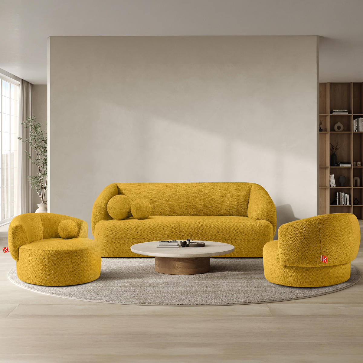 EINZELSOFA VIRA, Gelb, Chenille - Gelb/Schwarz, Holz/Holzwerkstoff (210/84/100cm) - KONSIMO®