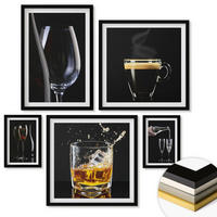 WANDBILDER 5er-Set - 50x50 cm & 20x30 cm & 40x60 cm Schwarzer Rahmen - Löwenzahn-Kalk-Kücheninschriften - Schwarz, Kunststoff (40/60cm) - ArtPrintCave