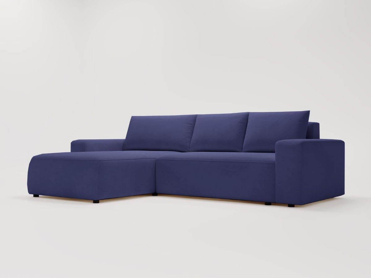 ECKSOFA Tazones Dunkelblau Links - Dunkelblau, Holz/Kunststoff (250/165cm) - Graingold