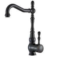 WASCHTISCHARMATUR Einhebelmischer Schwarz Antik 360° schwenkbar - Schwarz, Metall (4/31/17cm)