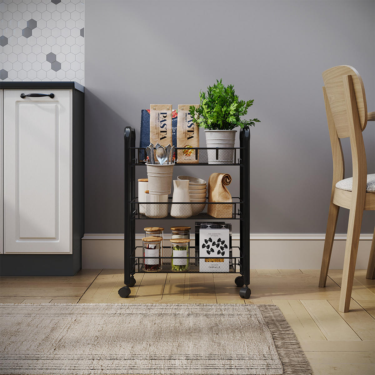 POJÍZDNÝ KONTEJNER Tarro Černá - černá, kov (45/64/27cm) - Vicco