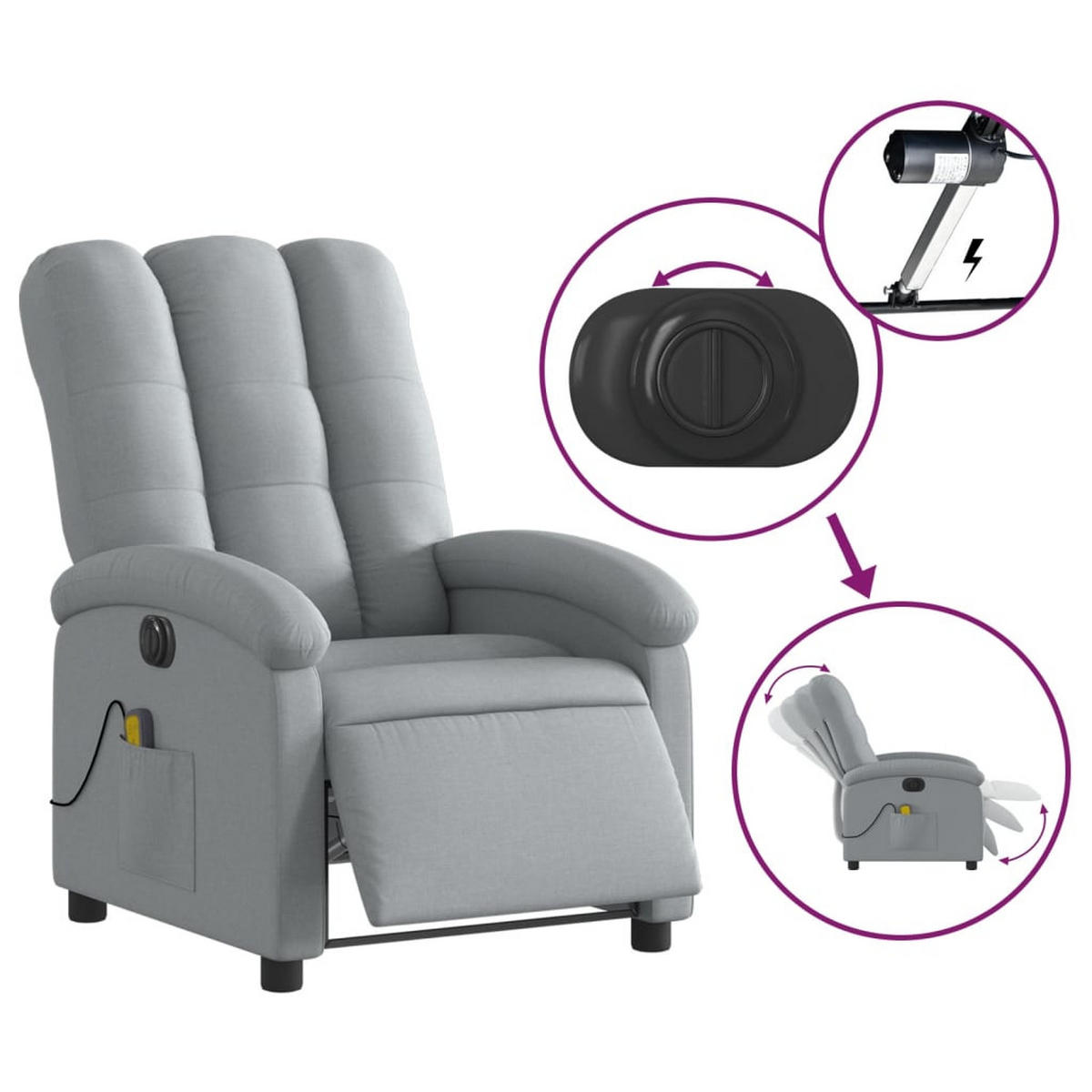 MASSAGESESSEL Loy - Hellgrau, Metall (70/101/93cm) - Nettlife