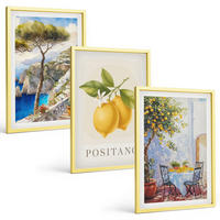 BILDER SET 3er Set - 40x60 cm Goldrahmen - Ansichten von Positano mit Zitronen - Goldfarben, Kunststoff (40/60cm) - TULUP