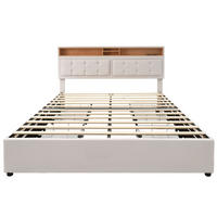 POLSTERBETT 4 Schubladen Höhenverstellbares Kopfteil 160×200cm - Beige, Textil (160/200cm)