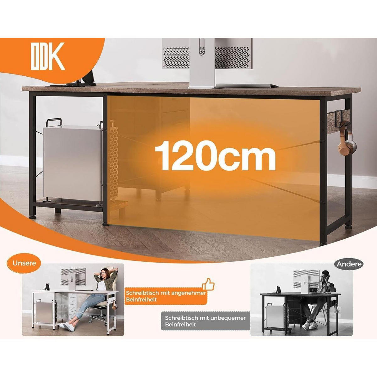 ECKSCHREIBTISCH mit Steckdose und USB-Anschluss 155 x 110 cm - Grau, Holzwerkstoff (110/155/76cm)