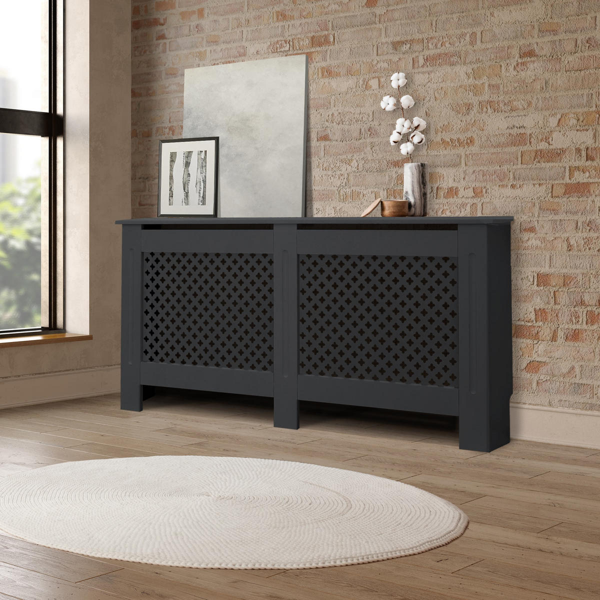 OBLOŽENÍ RADIÁTORU s voštinovým vzorem 152 x 19 x 82 cm antracit - antracitová, kompozitní dřevo (19/152/82cm) - ML-DESIGN
