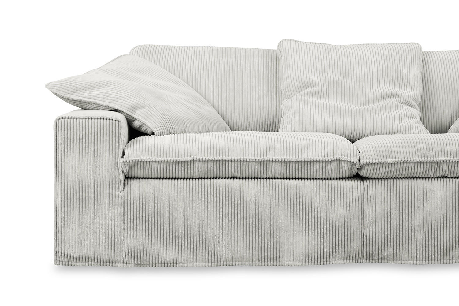 SOFA NETTA Hellgrau Cord - Hellgrau/Braun, Birkenholz/Textil (226/90/116cm) - KAWOLA
