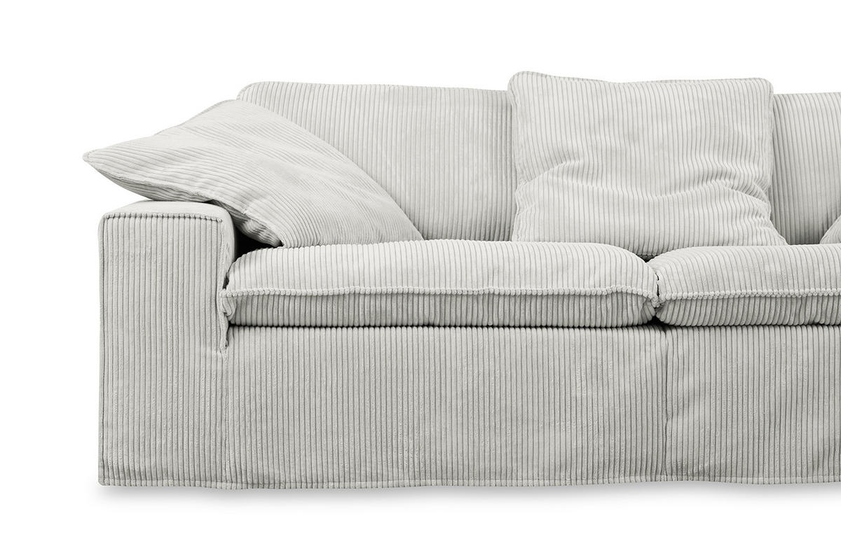 SOFA NETTA Hellgrau Cord - Hellgrau/Braun, Birkenholz/Textil (226/90/116cm) - KAWOLA