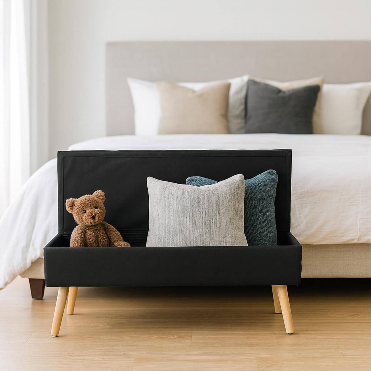 SITZBANK - Schwarz, Holz/Holzwerkstoff (110/40/40cm) - Relaxdays