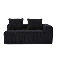 2-SITZER 158/93/61 cm Schwarz aus Cord mit Seitenfächern und Becherhaltern - Schwarz, Textil (93/61/158cm) - OKMYHOME
