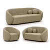 SITZGARNITUR 3+2+1 Roundi Beige Bouclé - Beige/Schwarz, Holz/Kunststoff (208/76/80cm) - S-Style Möbel