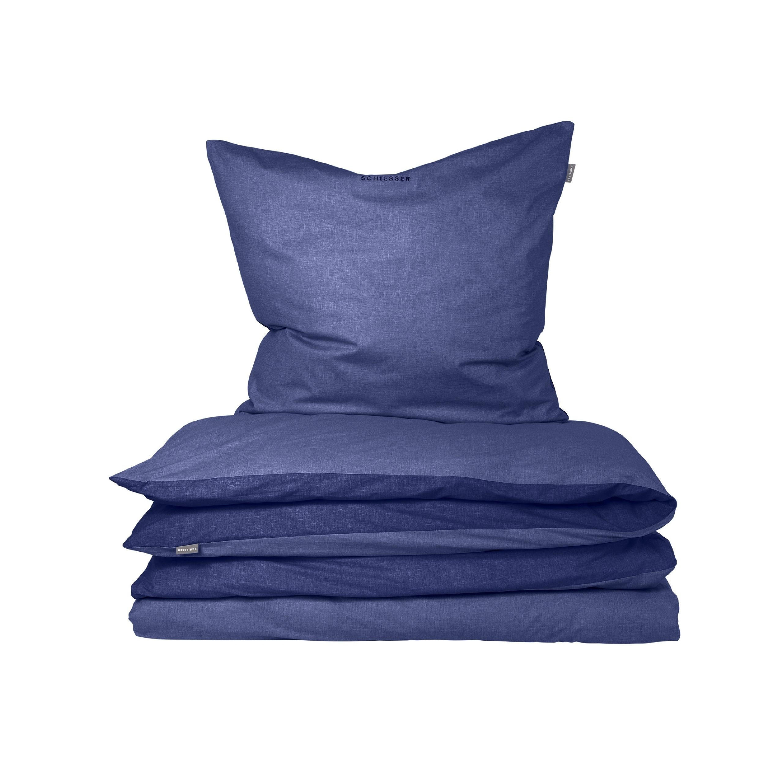 BETTWÄSCHESET Doubleface - Feinbiber - 2-teilig - 155 x 220 cm - Blau - Blau, Textil (155/220cm) - SCHIESSER