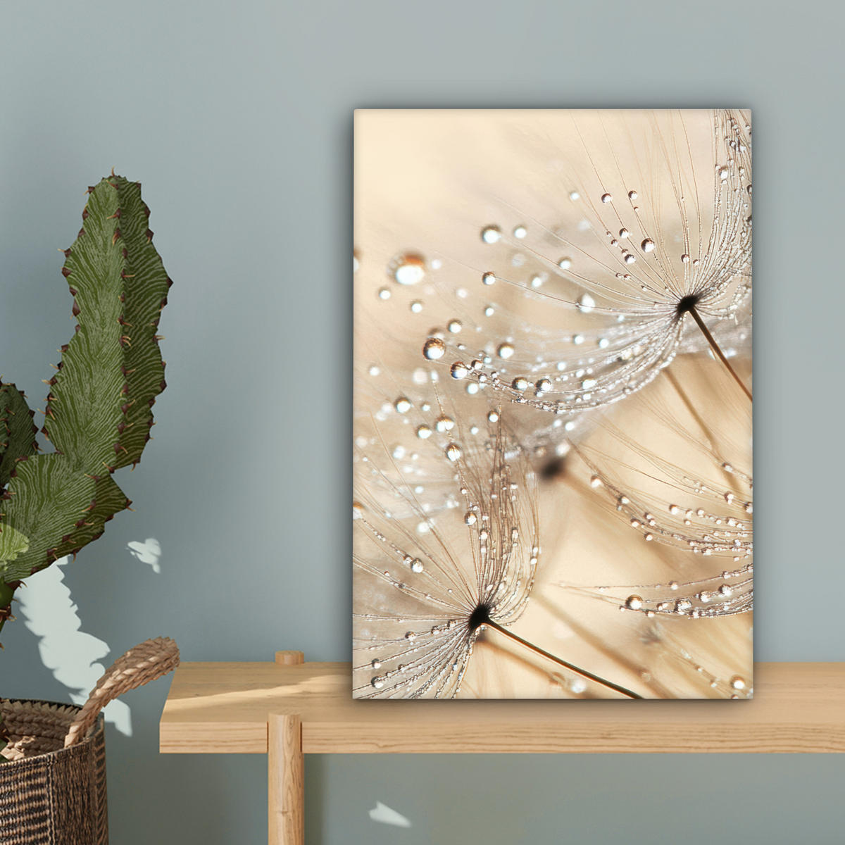 LEINWANDBILD Löwenzahn - Abstrakt - Natur - Beige Deko Wohnzimmer 20x30 cm - Braun, Textil (20/30cm) - MuchoWow