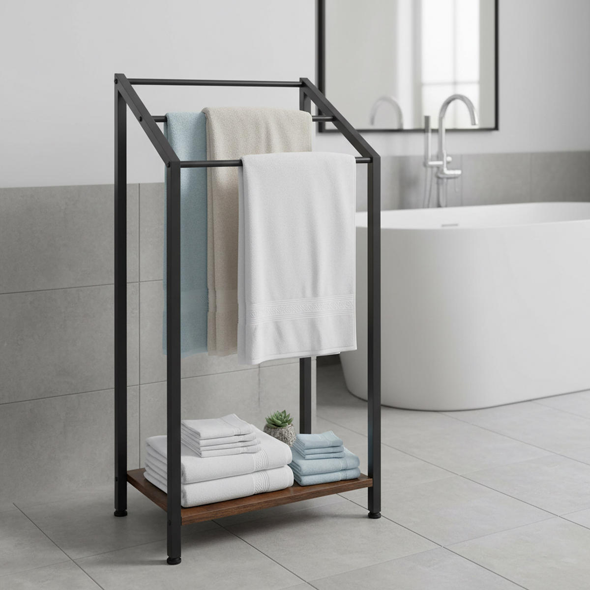 HANDTUCHSTÄNDER - Multicolor, Holzwerkstoff/Metall (43/80/28cm) - Relaxdays