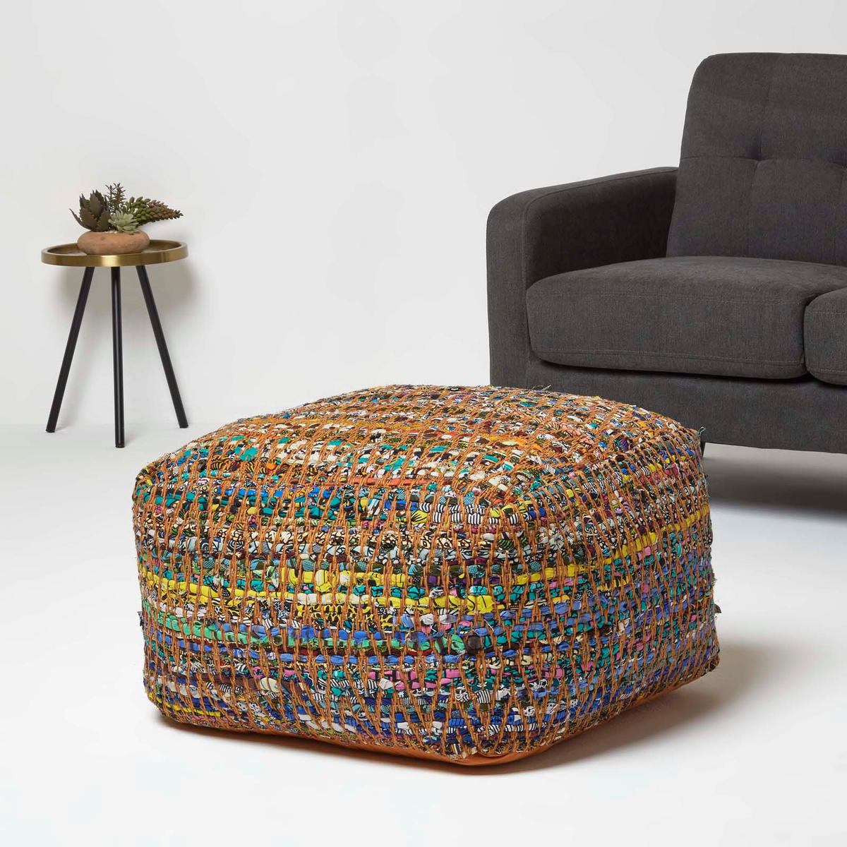 SITZPOUF bunt gemustert 60/60/30 cm - Multicolor, Textil (60/30/60cm) - Homescapes