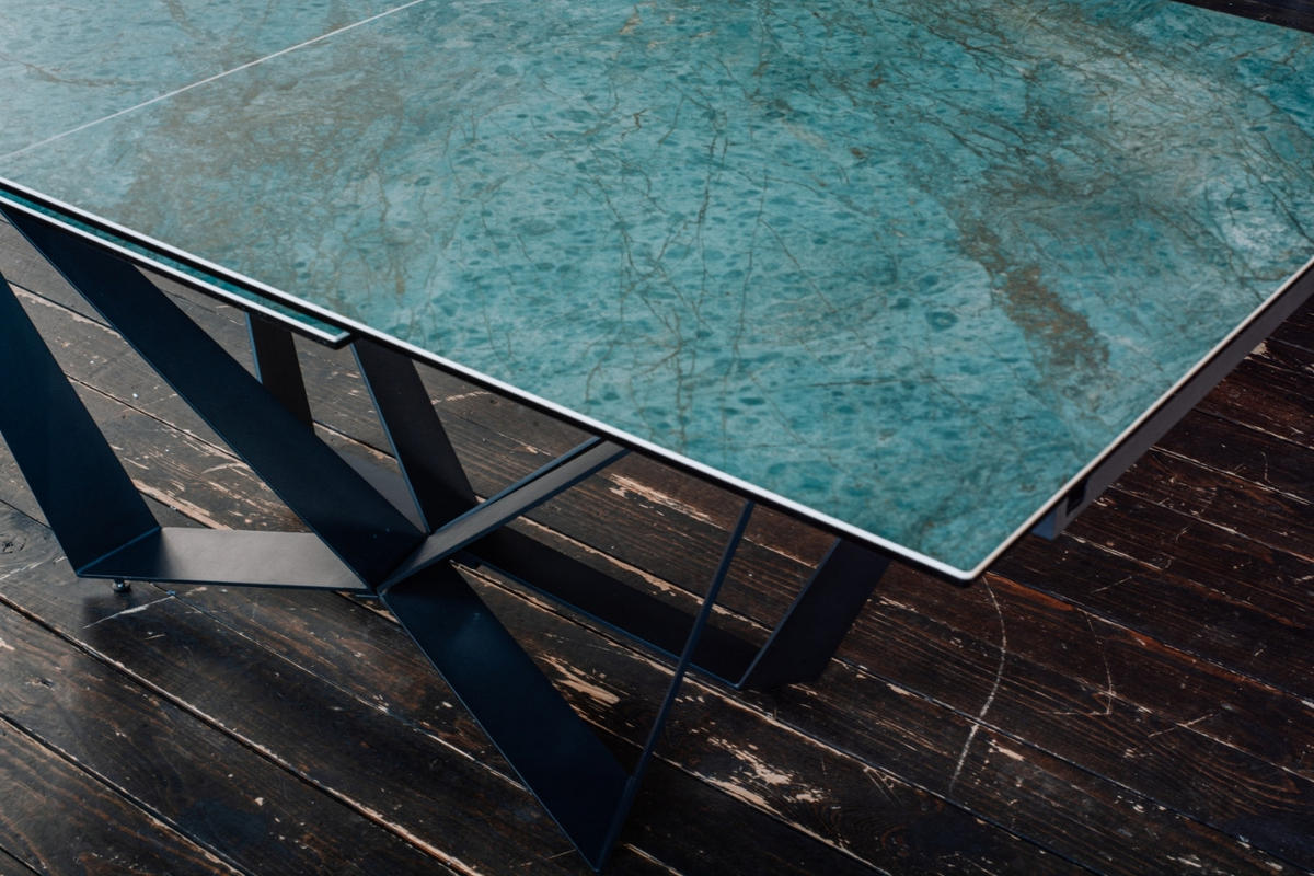 ESSTISCH ODAR Grün Glas - Schwarz/Grün, Glas/Metall (180/100/76cm) - KAWOLA