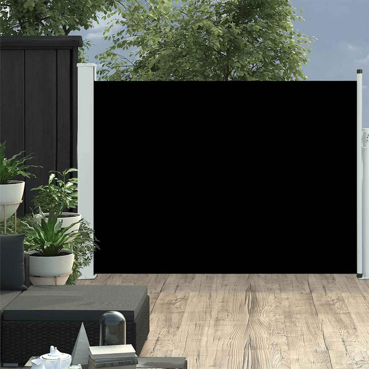 AUSZIEHBARE Seitenmarkise 100x500 cm Schwarz - Schwarz, Textil (500/100/500cm) - furnicato