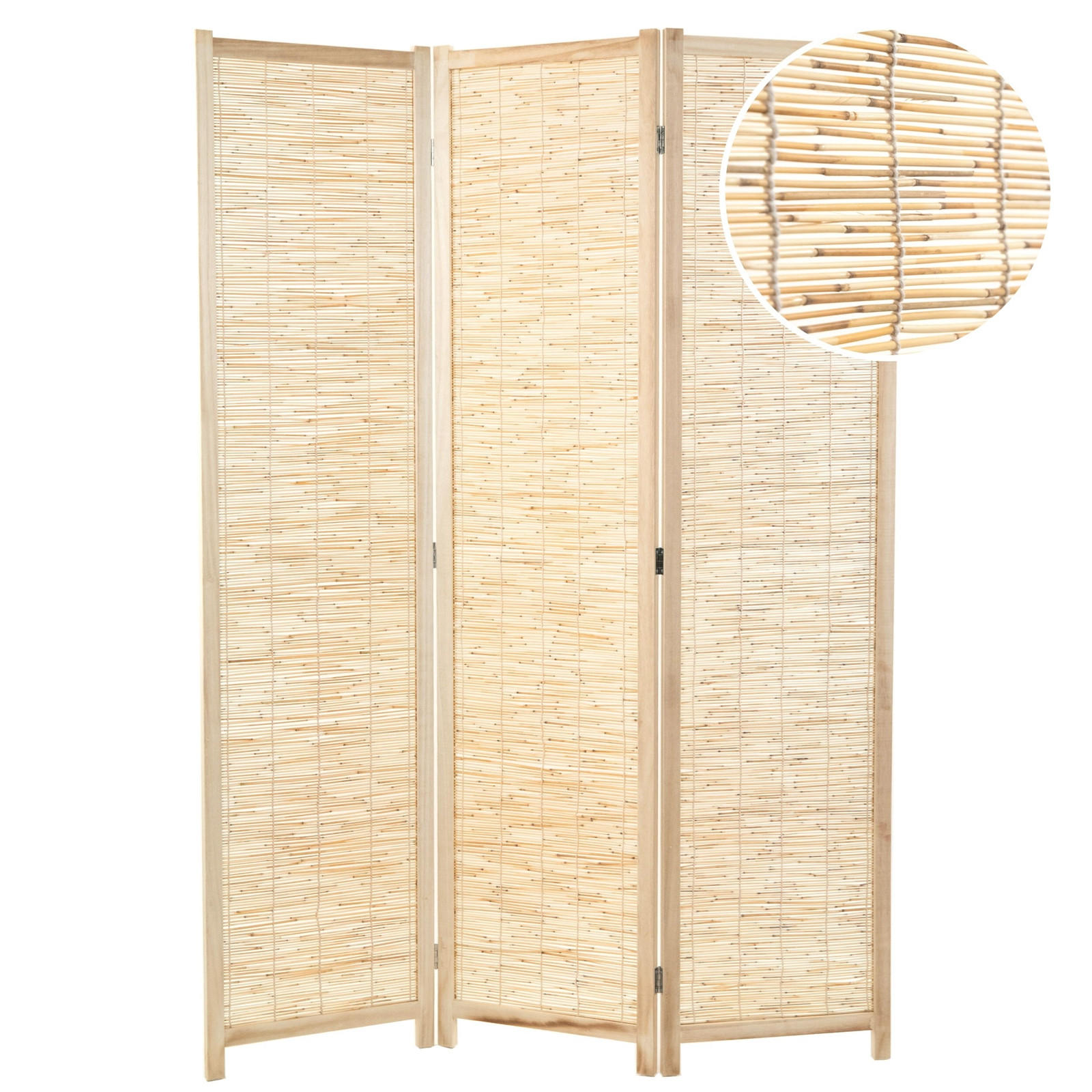 RAUMTEILER Playa 3-tlg. Schilfrohr Holz natur - Naturfarben, Holz (120/170/3cm) - DESIGN DELIGHTS