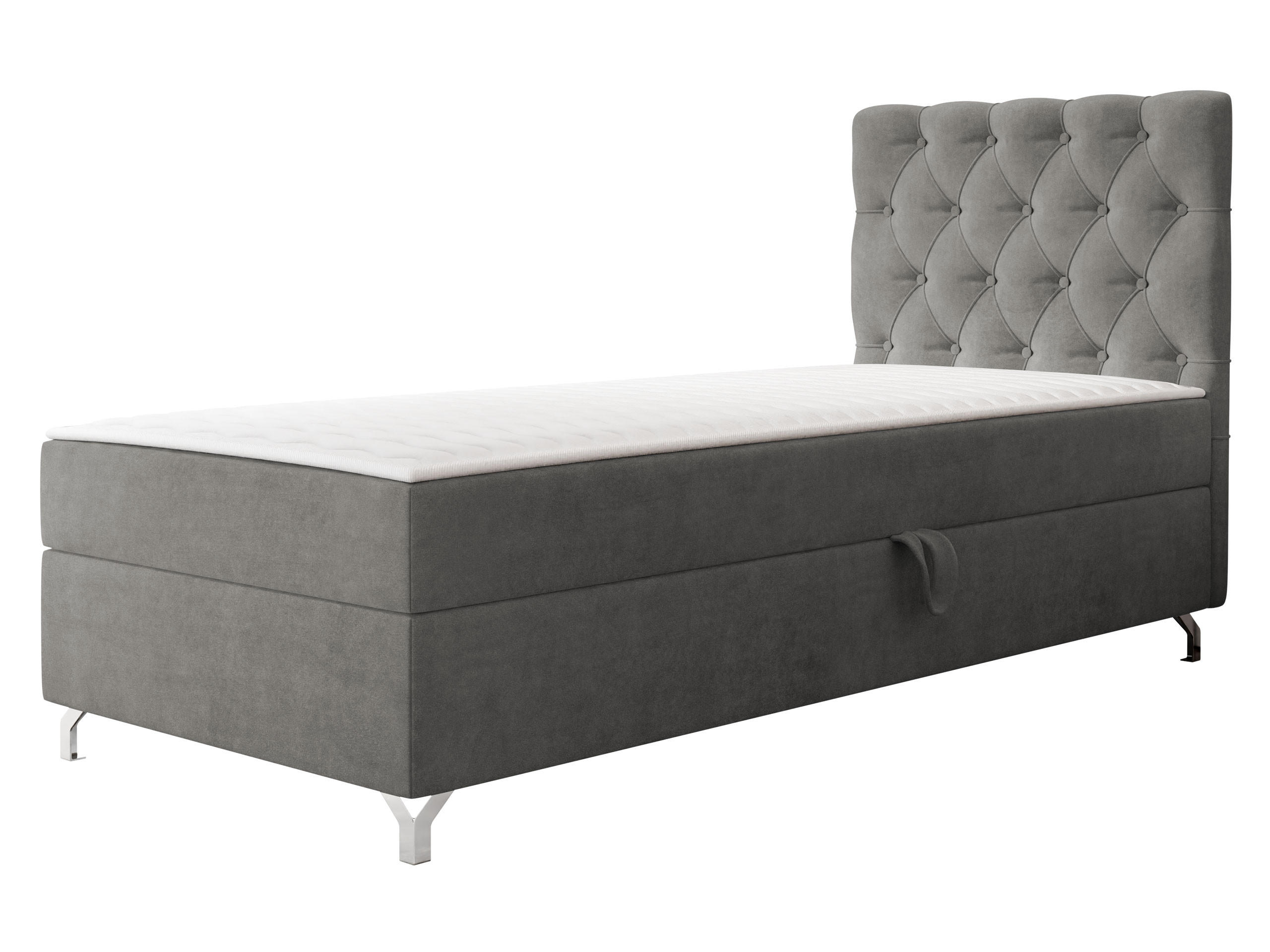 BOXBETT Chester 1, Seite: Rechts - Silberfarben/Grau, Holz/Textil (90/200cm) - MIRJAN24