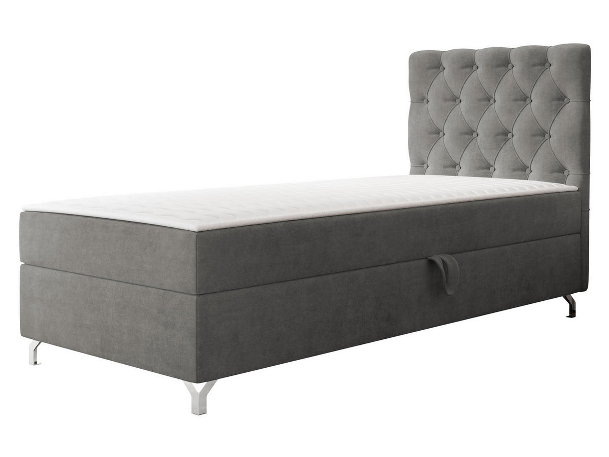 BOXBETT Chester 1, Seite: Rechts - Silberfarben/Grau, Holz/Textil (90/200cm) - MIRJAN24
