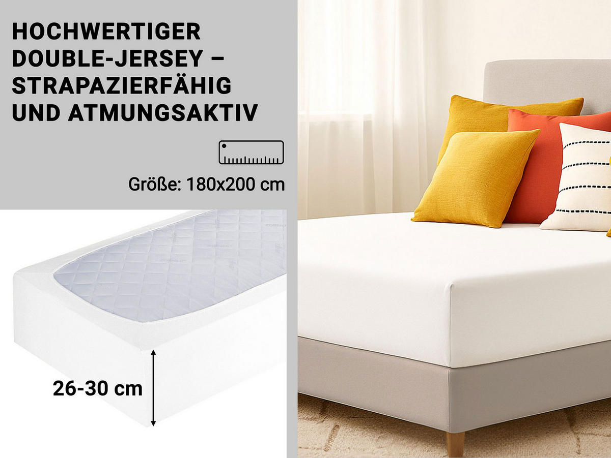 SPANNBETTLAKEN, 180x200 cm, 80% Baumwolle, 20% Polyester, Weiß - Weiß, Naturmaterialien (180/200cm) - Zollner