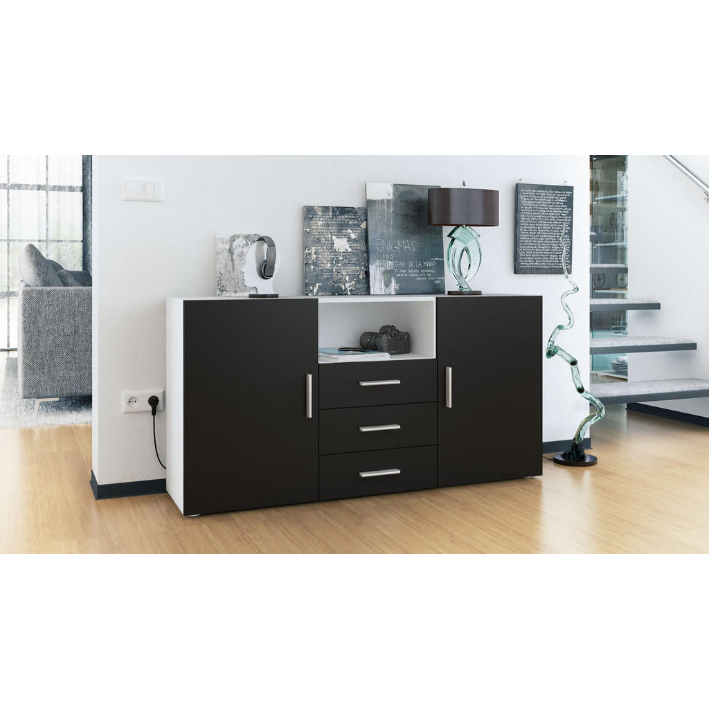 Thumbnail - Vladon Sideboard, Schwarz, Holzwerkstoff, 138.5x71.5x35 cm, Wohnzimmer, Kommoden & Sideboards, Sideboards