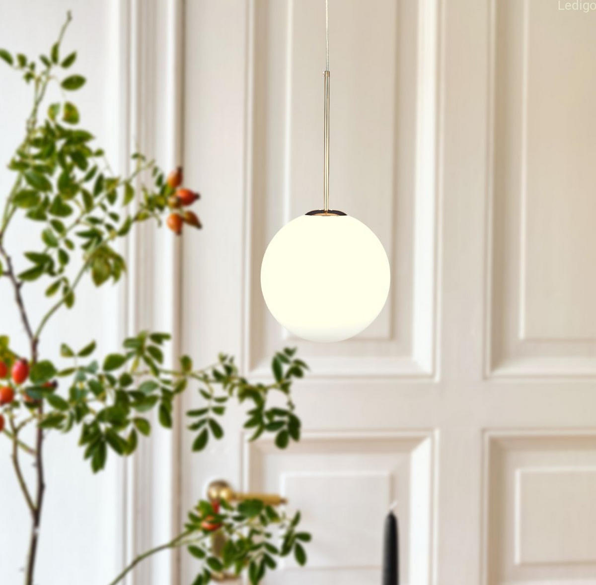 PENDELLEUCHTE Paris - Goldfarben/Weiß, Glas/Metall (20/20/118cm) - kiki design