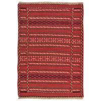 HANDWEBTEPPICH Kelim Kordi Rot 89/63 cm Schurwolle - Rot, Textil (63/89cm) - Looma