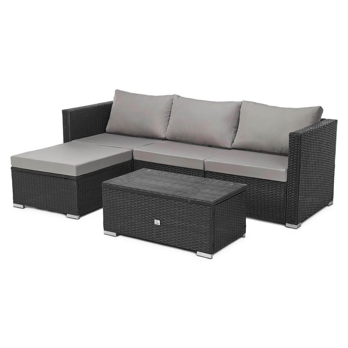 GARTENLOUNGE Queens Schwarz - Schwarz/Grau, Kunststoff - SVITA