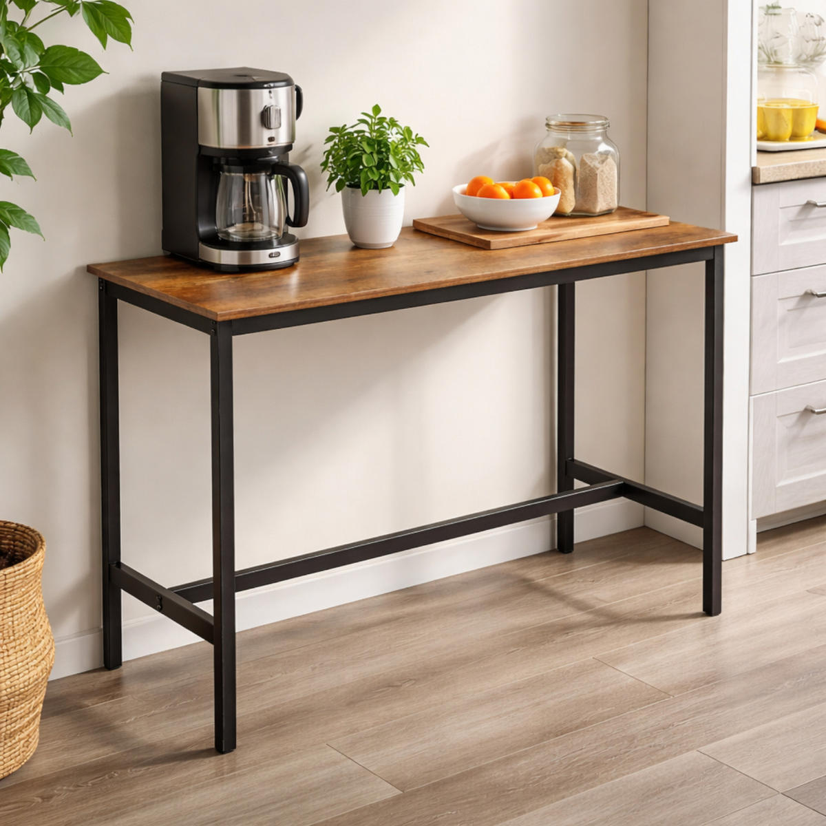 BARTISCH Holzoptik Metall Dunkelbraun Schwarz Küchentisch 100×40×90 cm - Dunkelbraun/Schwarz, Holzwerkstoff/Metall (40/100/90cm) - Begryf