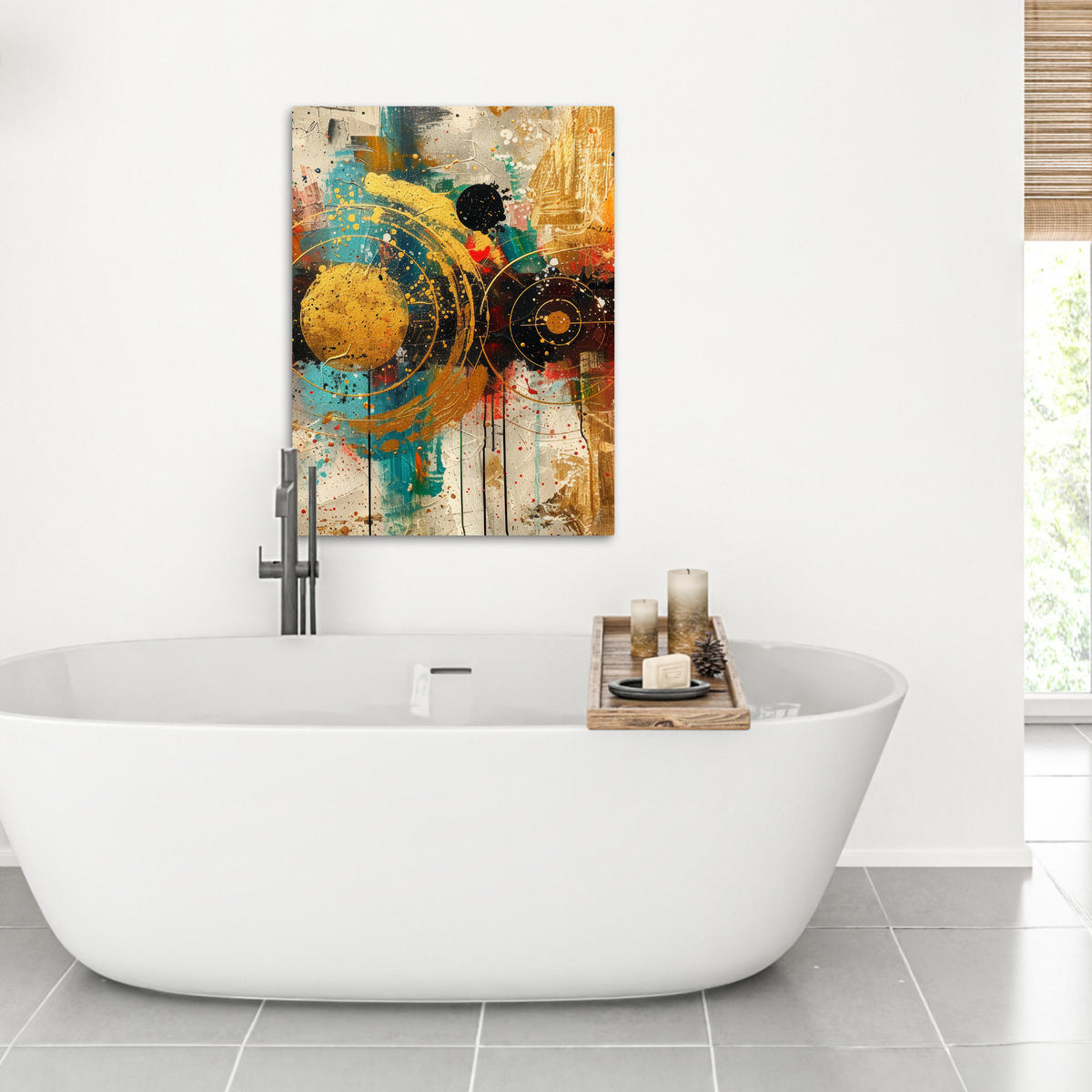 OBRAZ NA PLÁTNE Abstraktné - umenie - zlaté - moderné 50x70 cm - viacfarebná, textil (50/70cm) - MuchoWow