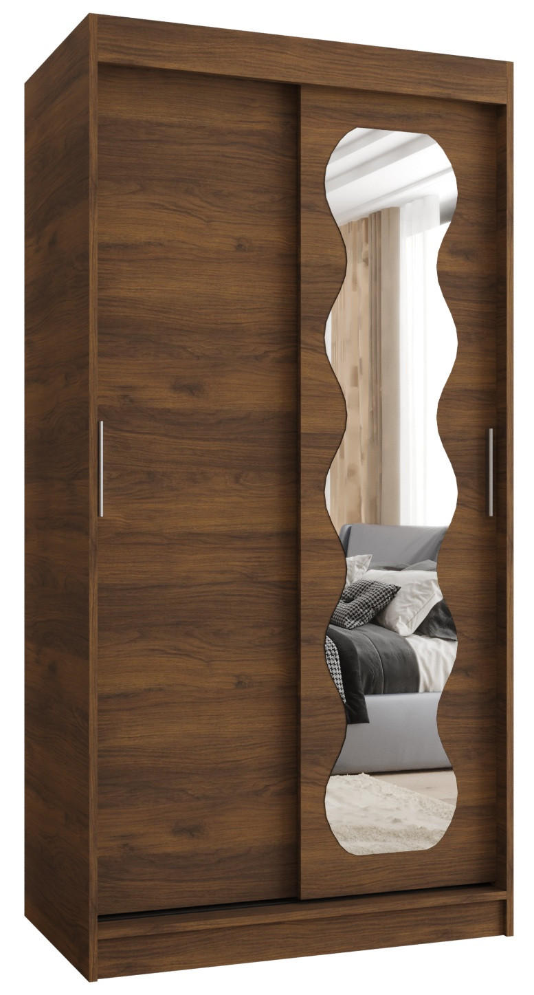 SCHIEBETÜRENSCHRANK mit Spiegel LUCY 200/120/62 2-türig - Silberfarben/Walnussfarben, Holz (120/62/120cm) - MÖBEL KRYSPOL