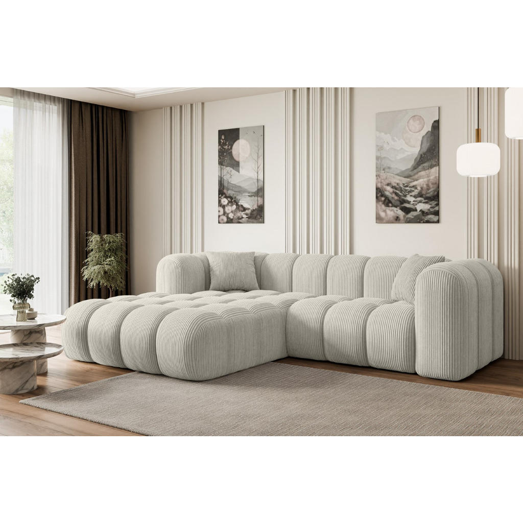 Thumbnail - Altdecor Ecksofa, Hellgrau, Textil, 5-Sitzer, L-Form, Ottomane links, 242x190 cm, Wohnzimmer, Sofas & Couches, Wohnlands...
