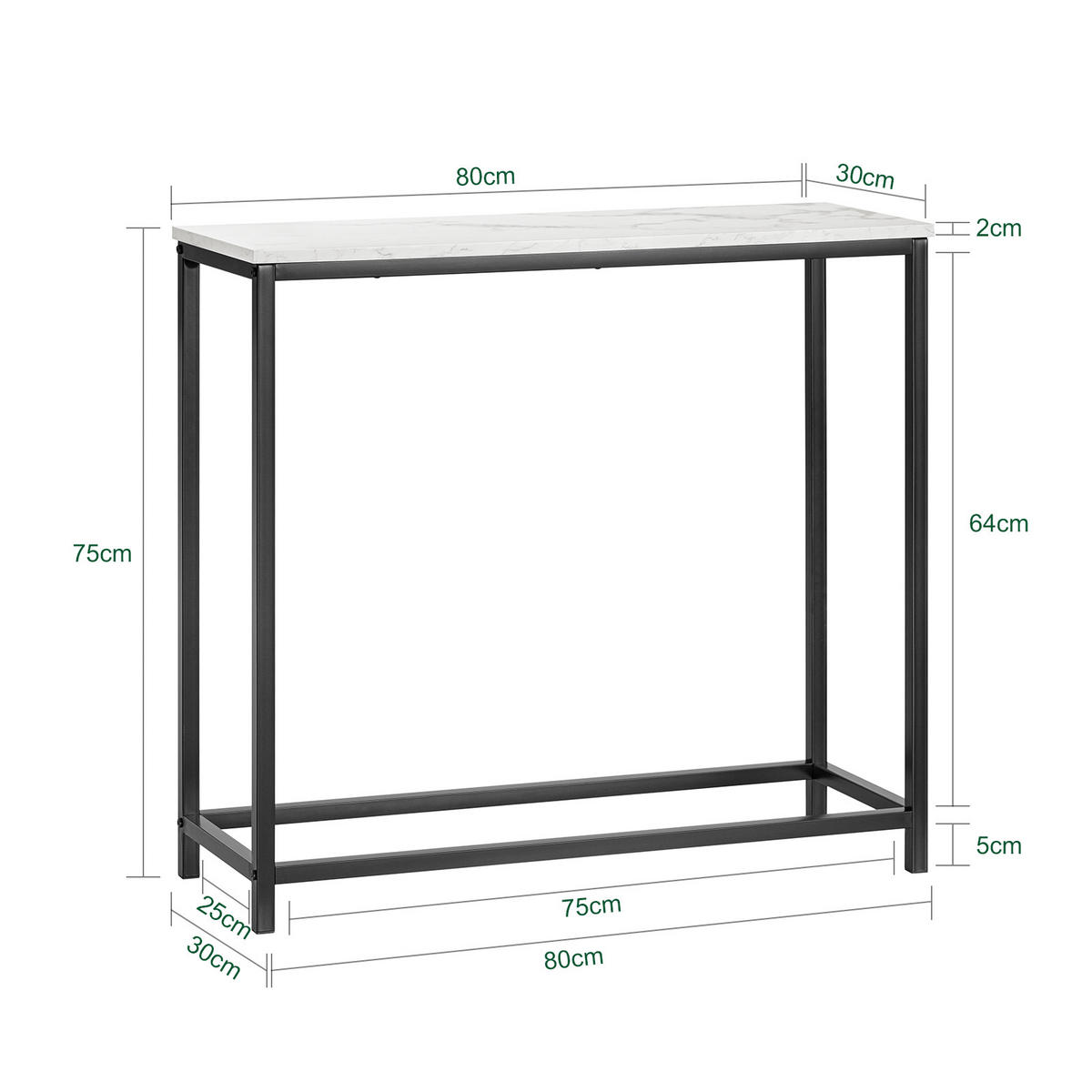 KONSOLENTISCH Schwarz - Schwarz, Holzwerkstoff (30/80/75cm) - SoBuy