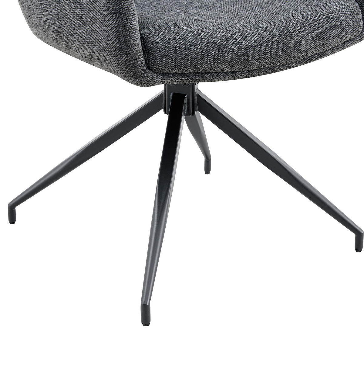 DREHSTUHL 2er-Set 360° drehbar Stoff Dunkelgrau/Schwarz - Dunkelgrau, Metall (50/85/55cm) - Meubliv