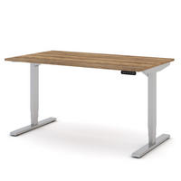 SCHREIBTISCH Elektrisch höhenverstellbarer Schreibtisch Y-Line Eiche Tabak Weißaluminium 140/80/62-127cm - Weiß Hochglanz/Silberfarben, Holzwerkstoff/Metall (80/140/127cm) - ASSMANN
