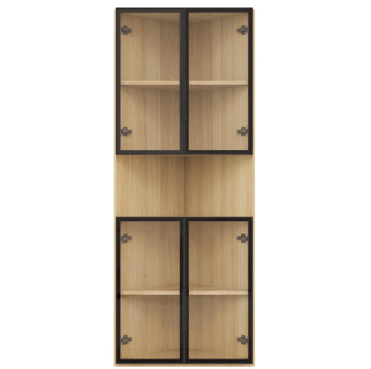 ROHOVÁ vitrína, 62/32/160 cm, MDF v dekoru dubu, s LED osvětlením - barva dubu, kompozitní dřevo (62/160/32cm) - BEAOK