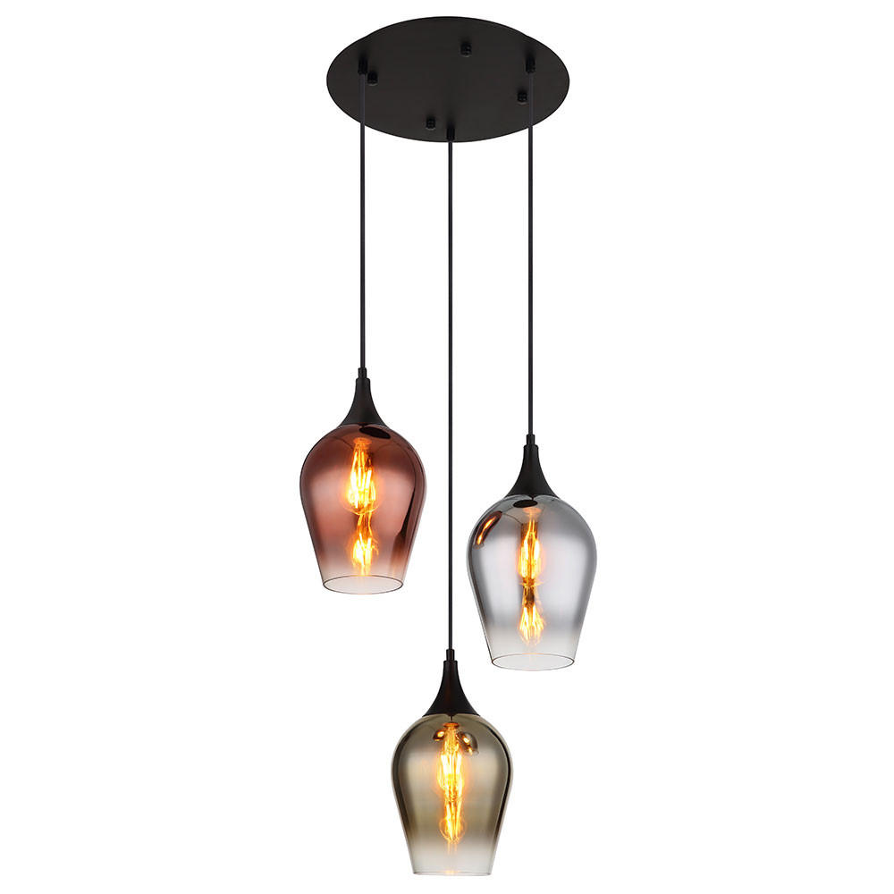 LED HÄNGELEUCHTE Metall Bunt 3-Flammig - Multicolor, Glas (45/45/120cm) - Globo Lighting
