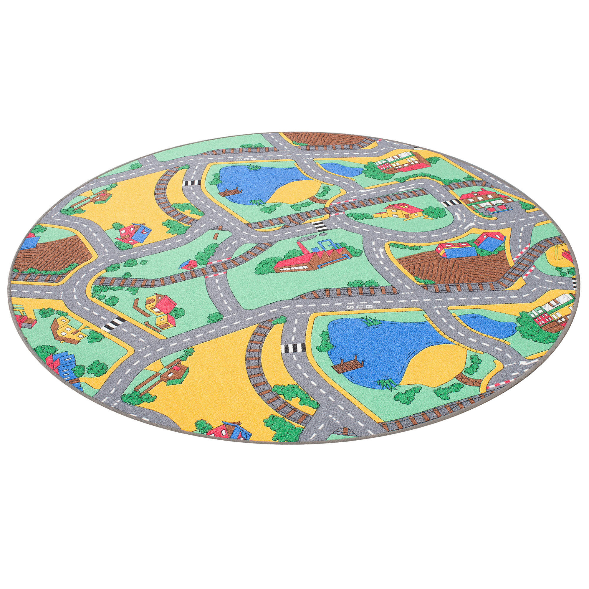 Thumbnail - Snapstyle Strassenteppich, Grün, Textil, Rund, 133x133 cm, Teppiche & Böden, Teppiche, Teppich Kinderzimmer