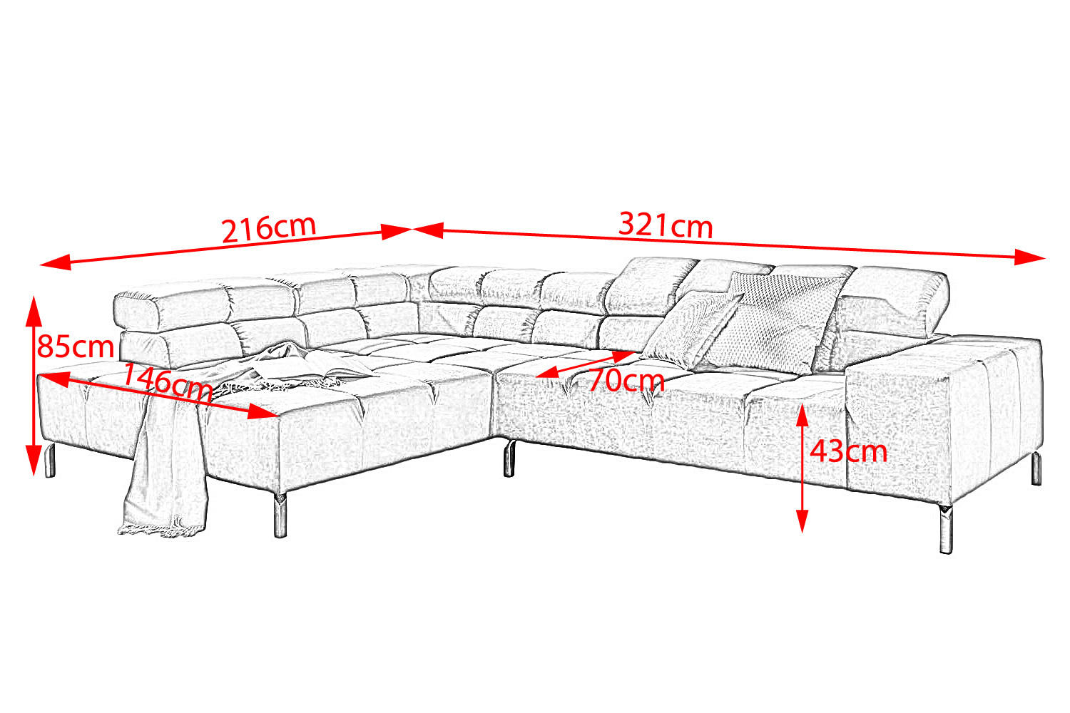 ECKSOFA MIT RELAXFUNKTION NELSON Gelb Velvet - Gelb/Silberfarben, Textil (321/116cm) - KAWOLA
