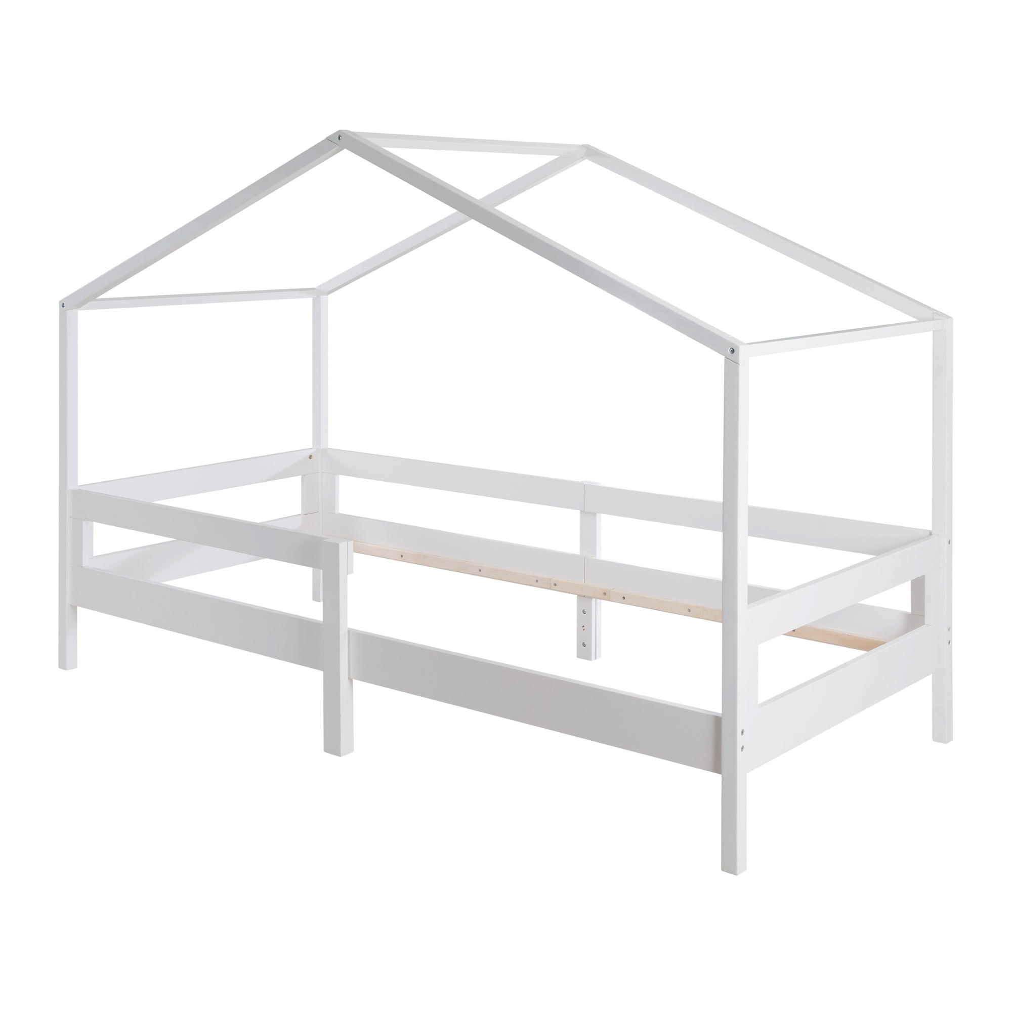 HAUSBETT 90 x 200 cm hoch weiß 3-teilig - Weiß, Holzwerkstoff (90/200cm) - Roba