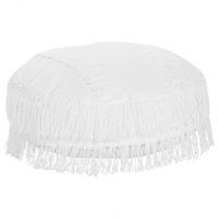 POUF Oulad 50/50/20 cm - Weiß, Naturmaterialen/Textil (50/20/50cm) - Beliani